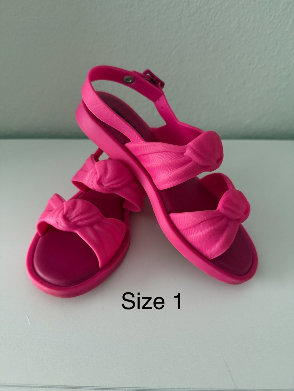Mini Melissa Hot Pink Knot Strap Sandals
